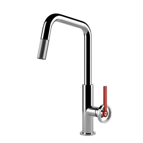 GESSI OFFICINE V Single-lever swivel mixer with single jet shower